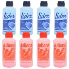 Kit com 4 - Acetona Removedor de esmalte Juliana/Líder 100 ml