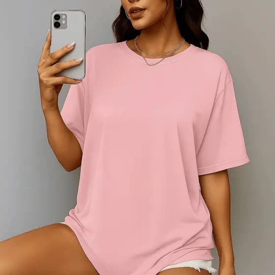 Camiseta Feminina  Elegante Liso Do P Ao GG Blusa 100% Algodão Camisa Verão