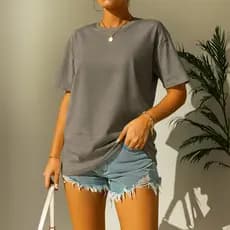 Camiseta Feminina Elegante Lisa Blusa 100% Algodão Camisa Verão Do P Ao GG Verão