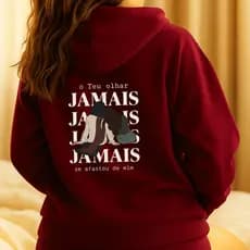 Moletom Canguru Feminino Estampado Cristão Jesus 100% Algodão Blusa de Frio Do P Ao GG