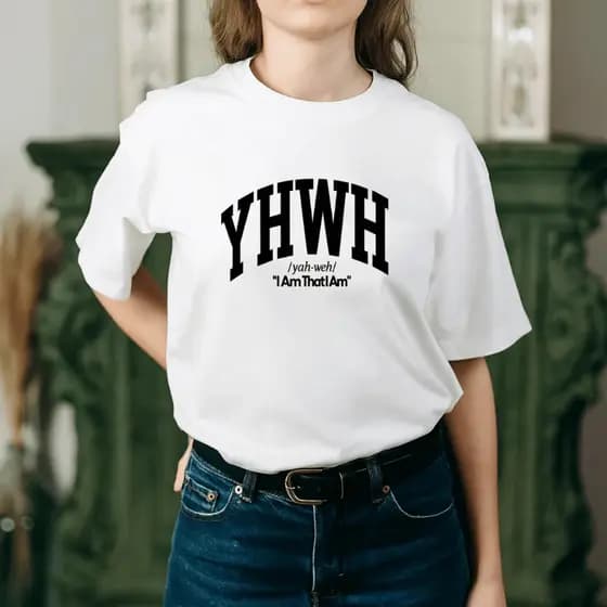 Camiseta Feminina Estampada YHWH Cristã 100% Algodão Premium Blusa Camisa Verão Academia Treino