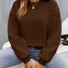 Moletom Careca Feminino Liso Casual 100% Algodão Blusa de Frio