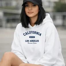 Moletom  Feminino Canguru Estampado California Blusa De Frio 100% Algodão