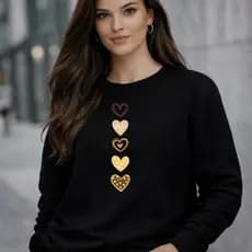 Moletom Feminino Estampado Coraçãozinhos Blusa de Frio 100% Algodão