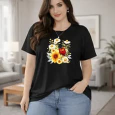 Camiseta Plus Sise Feminina Estampada Joaninha Blusa 100% Algodão