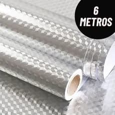 Papel Adesivo Lavável Metalizado Impermeável Metalizado 3 e 6 Metros Cozinha Fogão Gavetas