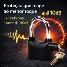 Cadeado com Alarme 110dB Antifurto Ultra Resistente Segurança Moto Portão