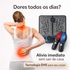 Kit 3 em 1 - Massageador Elétrico EMS Portátil  + Tapete Pés + Escova Massageadora Capilar Relaxamento 8 Modos USB