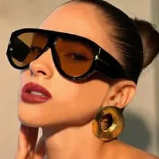 Óculos de Sol Vintage Oversized Estilo Piloto para Mulheres e Homens, Lentes Grandes, À Prova de Vento