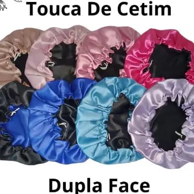 Touca de Cetim Dupla face Ajustável Cores Sortidas