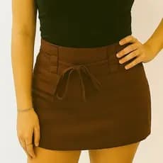 Short saia linho Social Cintura Alta com cordão moda fashion