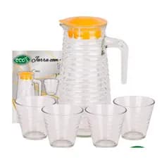 Jogo de Jarra e Copos de Vidro 5 Peças Ideal para servir Água Bebidas