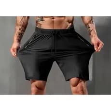 Bermuda tactel com elastano masculina academia bolso com ziper shorts com ziper