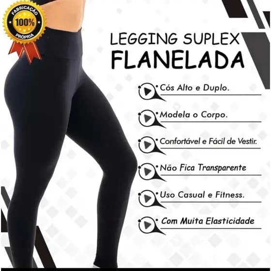 Leg Peluciada Flanelada Plus Zero Transparência Academia Fitness