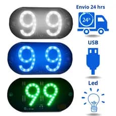 Placa Painel Luminoso 99 12v Led 2 Ventosas Com Cabo USB