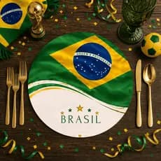 Sousplat Copa 2026 Brasil Presente Torcedor 4 ou 6 Lugares 35x35 Micropercal Jogo Americano Mesa Verde Amarelo