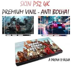 Skin Adesivo Personalizada 4k para PS2 Slim 7000-9000 Qualidade Fácil Aplicação!