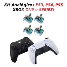 Kit 2x Analógicos 3D ALPS para Controle PS3 PS4 Xbox One Series S|X – Peças Reposição Direcional
