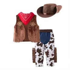 Conjunto de Fantasia de Cowboy Ocidental para Meninos, Roupa de Festival Infantil, Conjunto de Fantasia de Role Play, Fa