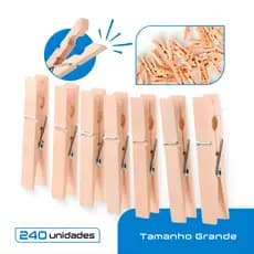 Prendedor de Roupas Pregador de Madeira Reforçado para Varal e Artesanato Grande