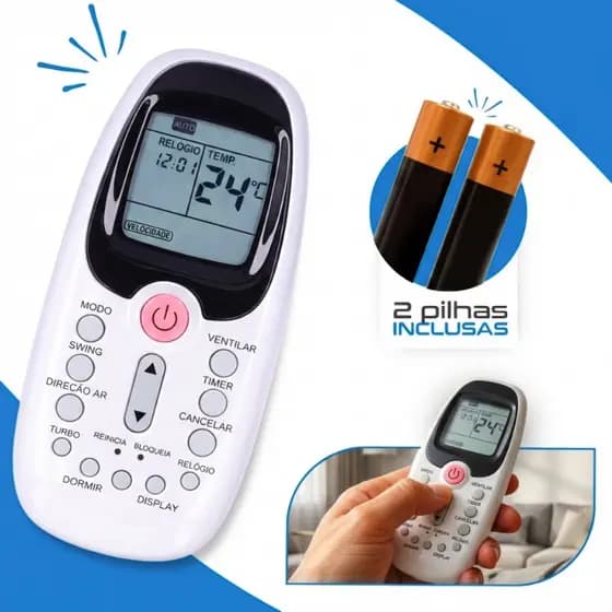 Controle Remoto Para Ar Condicionado Midea Comfee Komeco + 2 Pilhas - Montza