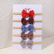 5 Pçs/set Mini Bonito Fita Arcos Bandana Para Menina Elástico Náilon Recém-Nascido Doce Headwear Acessórios O Cabelo