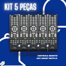 Kit 5 peças controle remoto A O C Smart Netflix 8050/7463