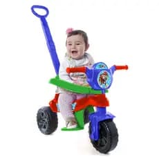Velocipe Motoca Triciclo Infantil Patrulha Canina Kendy C/ Empurrador Carrinho de Passeio Bebe