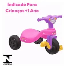 Motoca Triciclo Infantil Azul ou Rosa Velotrol Com Pedal Carrinho de Passeio Tico Tico