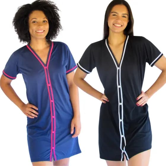 Camisola Blogueira Manga Curta com Botões ideal no Pós Cirúrgico e Amamentação