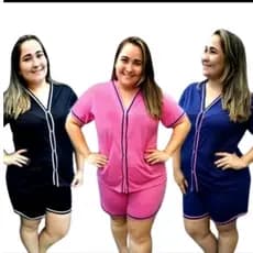 Baby Doll Blogueira Manga Curta com Short Plus Size