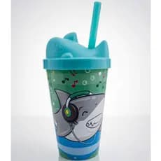 Copo Infantil Com Tampa 3D e Canudo  Personalizado Animais Divertidos  350 Ml Capacidade