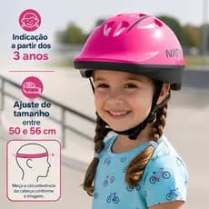 Capacete Infantil P/ Bicicleta Bike Patins Menina Menino Ajustável Nathor Rosa Turquesa Azul Preto