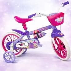 Bicicleta Infantil Aro 12 Menina Nathor Violeta Rodinha Cesta