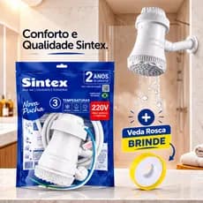 Ducha Chuveiro Elétrico Sintex Nova Ducha Com 3 Temperaturas 5500W 220V Branco Básico Banho C/ Prolongador Curto
