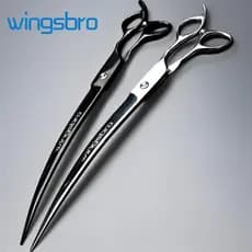 wingsbro Tesoura Curva Profissional Para Cuidados Com Animais De Estimação , 9/8/7 Polegadas , Aparador De Pelos De Cães