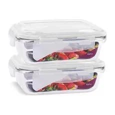 Kit 2 Potes de Vidro 640 ml Hermético Marmita Fit com Tampa 4 Travas