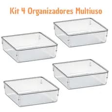 Kit Organizador Grande de Geladeira Cozinha Maquiagem Gavetas Modular Multiuso Acrílico