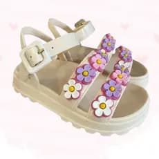 Sandália Infantil Menina com Enfeite Florezinhas, Leve e Confortável para sua Pequena