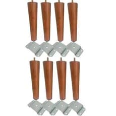Kit Jogo 8 Pés Palito Castanho 30CM Com 8 Chapinha Inclinada Para Poltrona Puff Rack Móveis