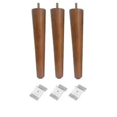Kit Jogo 3 Pés Palito 30cm Com 3 Chapinha Inclinada Para Poltrona Puff Rack Móveis