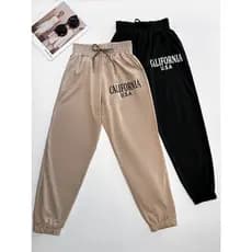 Kit 2pcs Calça Moletinho feminina Jogger Estampado Cintura Alta Com Elástico Bolso