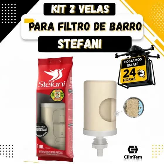 KIT 2 VELAS FILTRO DE BARRO STEFANI CERÂMICA FILTRANTE PURIFICADOR DE AGUA