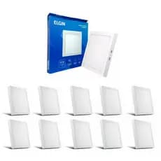 KIT 10 Painel Plafon Led Sobrepor Quadrado 24w 6500K Elgin