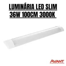 LUMINÁRIA LED SLIM 36W 100CM BRANCO 3000K - AVANT
