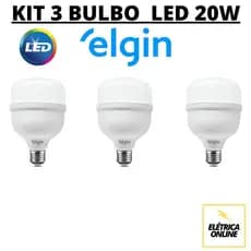 KIT 3 Lâmpada Bulbo LED 20w A60 6500K BRANCO FRIO - ELGIN