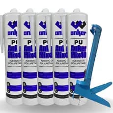 Kit 5 Pu 40 Cola Selante 350g Com Aplicador Pistola Anker Do Brasil Adesivo Cinza Preto Branco