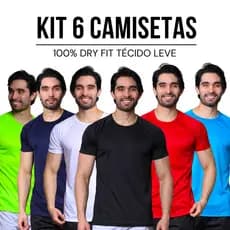 Kit 6 Camisetas Básicas Masculina 100% Dry Fit Reforço Moderna Casual Lisa Camiseta Masculina Casual
