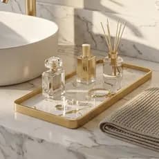 Bandeja Decorativa Marmorizada Espelhada Dourada Preta Lavado Joias Perfumes ENVIO IMEDIATO