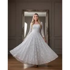 Vestido Feminino Longo Medieval na Renda Floral Princesa Noiva Casamento Civil
